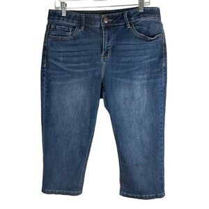 American Star Womens Size 14 Dark Wash Stretch Denim Capri Jeans Cropped Pants